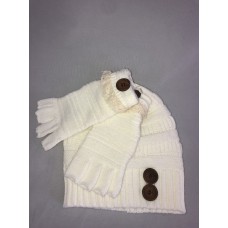Rampage Mujer&apos;s Ivory Knit Beanie Hat Fingerless Gloves Gift Set One Size New  eb-66941740